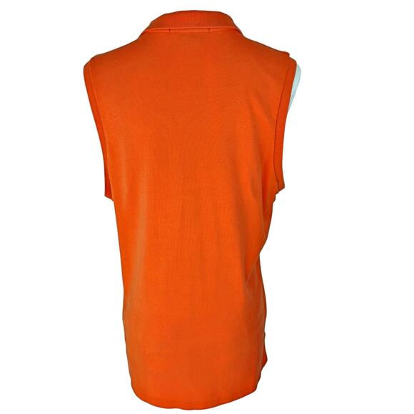 Ralph Lauren Sport Womens Orange Sleeveless Cotton Polo Shirt XL Golf Tennis - Picture 2 of 5